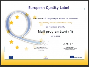 Žiaci 3.A opäť získali Európsky certifikát kvality