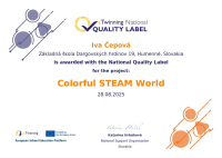 Projekt Colorful STEAM World získal Národný certifikát kvality