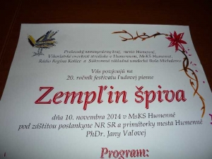 Zemplín ,,špiva i hutori,,